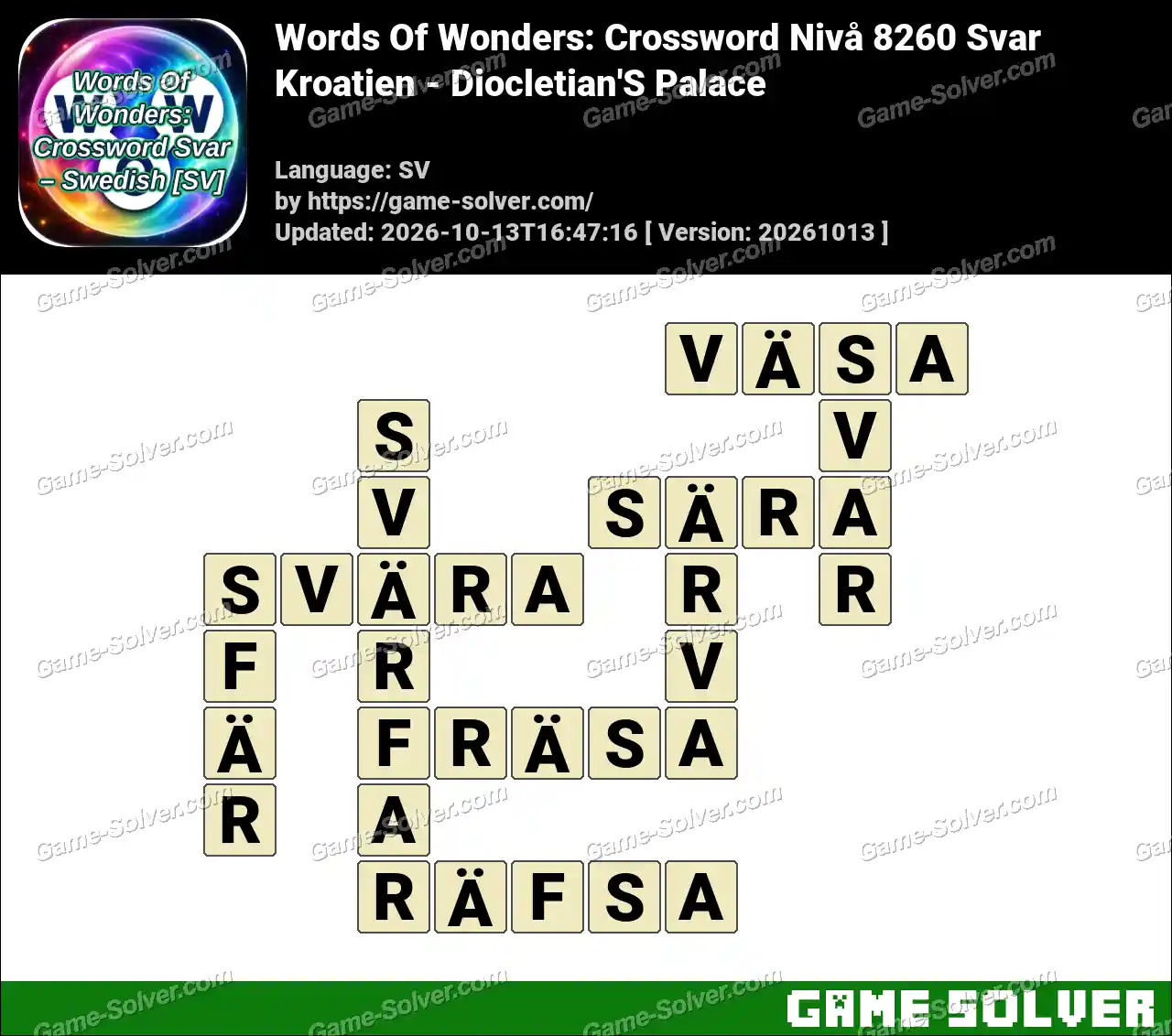 Words Of Wonders: Crossword Nivå 8260 Svar – Kroatien – Diocletian’S Palace